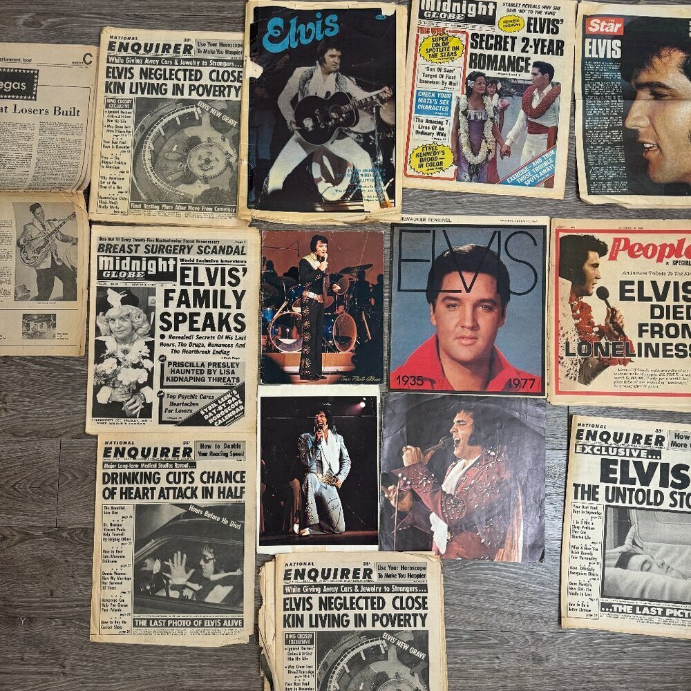 Vintage Collectible Elvis Presley Memorabilia Lot Autograph Signature Poster